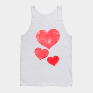 Red Watercolor Hearts Tank Top